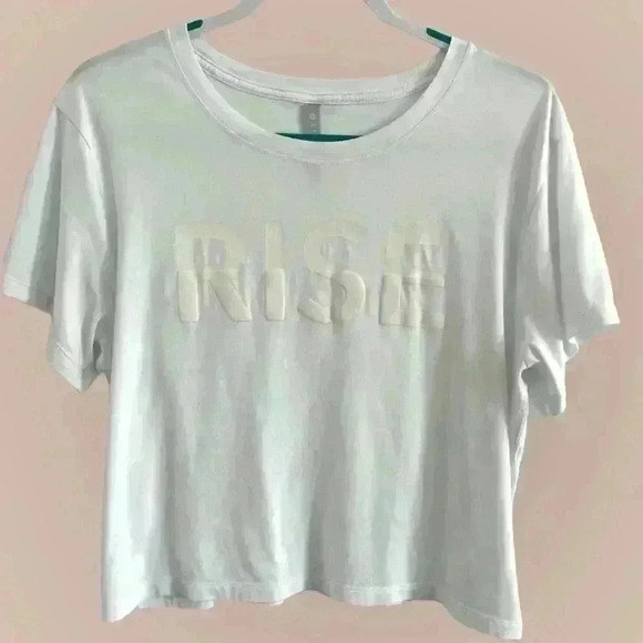 Athleta RISE white cropped tee short sleeve XL - Picture 2 of 8
